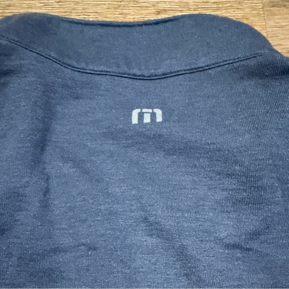 Travis Mathew Men's Blue Quarter-Zip Striped Sweater - Picture 9 of 9